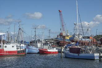 Fishing boats in the harbor in Gilleleje, Zealand, Denmark, Kattegat, Scandinavia, Europe