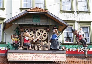 Cuckoo clock with bears at a shop in the Black Forest, Triberg in Germany, traditional craft,