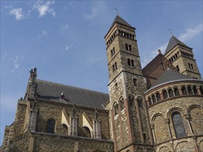 A large church building with striking towers and beautiful stone architecture, Maastricht, limburg,