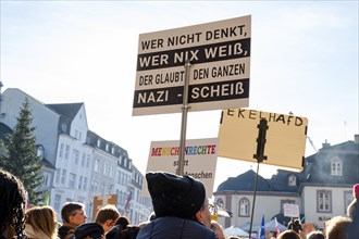 Protest against right wing AFD in Trier, Germany, 28.01.2024, demonstration for human rights, no