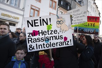 Protest against right wing AFD in Trier, Germany, 28.01.2024, demonstration for human rights, no