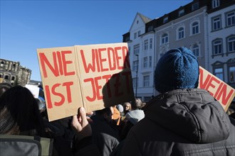 Protest against right wing AFD in Trier, Germany, 28.01.2024, demonstration for human rights, no