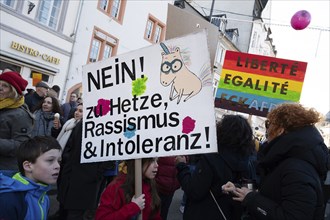 Protest against right wing AFD in Trier, Germany, 28.01.2024, demonstration for human rights, no