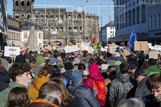 Protest against right wing AFD in Trier, Germany, 28.01.2024, demonstration for human rights, no