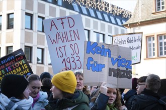 Protest against right wing AFD in Trier, Germany, 28.01.2024, demonstration for human rights, no