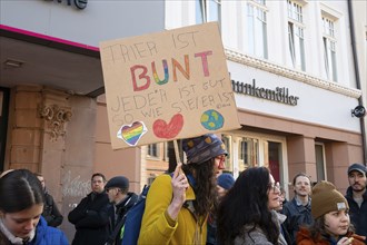 Protest against right wing AFD in Trier, Germany, 28.01.2024, demonstration for human rights, no