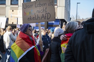 Protest against right wing AFD in Trier, Germany, 28.01.2024, demonstration for human rights, no