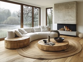 Modern living space in the style of modernism and luxury minimalism in a central European, German