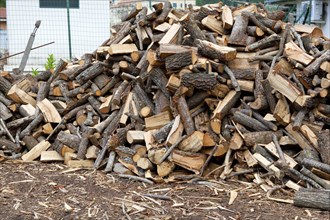 Traditional pile of chopped fire wood with a rustic rural look