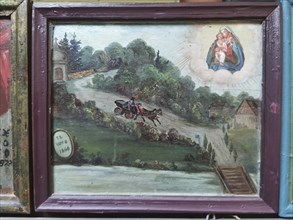 Votive pictures, votive tablets on the walls of the chapel of grace inside the church, pilgrimage