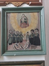 Votive pictures, votive tablets on the walls of the chapel of grace inside the church, pilgrimage