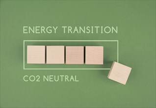 Energy transition, CO2 neutral loading bar, reduce carbon emission footprint, sustainable renewable