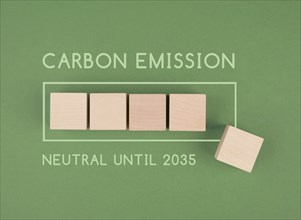 Carbon emission neutral until 2035, loading bar for green energy, CO2 reduce footprint, sustainable