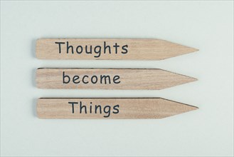 Thoughts become things, positive thinking and motivation concept, belief in a vision