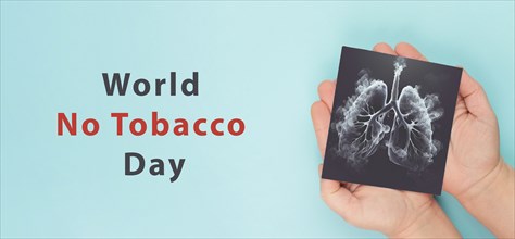 Lung with smoke, x-ray of the organ, world no tabacco day, unhealthy addiction, medical health risk