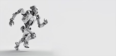 Cyborg running fast, artificial intelligence robot, future technology, humanoid machine