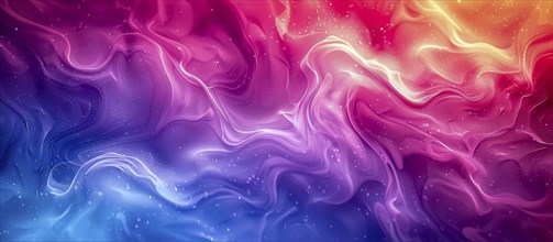 Abstract art with colorful swirling shapes in pink, purple, blue, and orange creating a gradient,