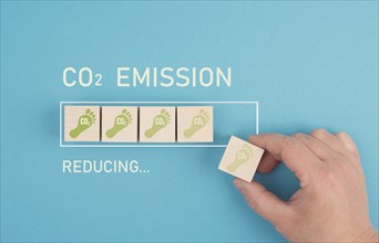 Green co2 footprint progress bar, reduce carbon emission, climate change and global warming