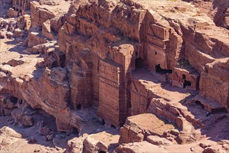 View of the Royal Tumbs from the High Place of Sacrifice, Petra, Jordan, Asia