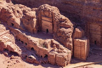 View of the Royal Tumbs from the High Place of Sacrifice, Petra, Jordan, Asia