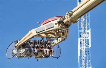 The Rhine Fair in Düsseldorf, in the Rhine meadows in the Oberkassel district, on the Rhine, North