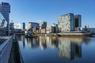 Media Harbour, Düsseldorf, old and modern architecture in the former harbour, a mixture of offices,