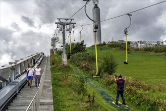 CopenHill, waste incineration plant and artificial ski slope, skiing with a view of the Oresund,