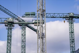 Construction sites in the east of Hafencity Hamburg, office building, new district on the Elbe, on