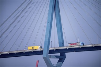 The Köhlbrand Bridge in the port of Hamburg, spans the 325 m wide Köhlbrand, an arm of the