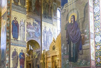 Fresco representing Jesus and the Saints in the Church of the Savior of the spilled Blood in Saint