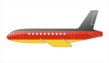 The German flag painted on the silhouette of a aircraft. glossy illustration