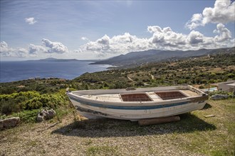 A great typical Greek landscape, the Mediterranean nature of Greece. Landscape shot of a bay with