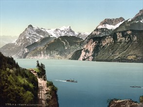 Ruetli and Urirothstock, Urirotstock, Vierwaldstaettersee, Switzerland, Historical, digitally