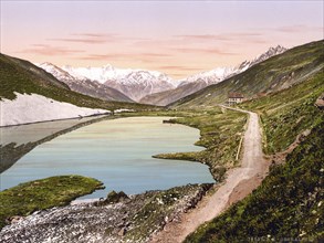 Oberalpsee, Vierwaldstaettersee, Switzerland, Historical, digitally restored reproduction from a