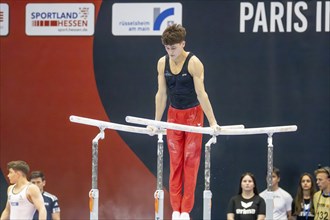 Olympic qualification in apparatus gymnastics in Rüsselsheim Picture: Timo Eder on parallel bars