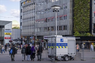 Police video surveillance at the Porschekanzel, in front of the Marktkirche in the city centre of