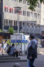 Police video surveillance at the Porschekanzel, in front of the Marktkirche in the city centre of