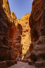 Walking across the Siq, Petra, Jordan, Asia