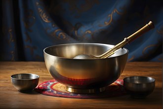 Tibetan singing bowl as Symbolic images for relaxation, AI generated