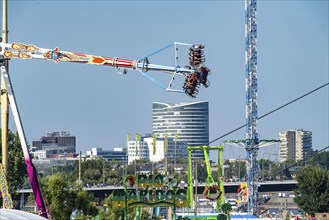 The Rhine Fair in Düsseldorf, in the Rhine meadows in the Oberkassel district, on the Rhine, North