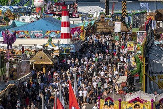 The Rhine Fair in Düsseldorf, in the Rhine meadows in the Oberkassel district, on the Rhine, North