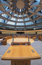 Lectern in the plenary chamber of the North Rhine-Westphalia state parliament in Düsseldorf, North