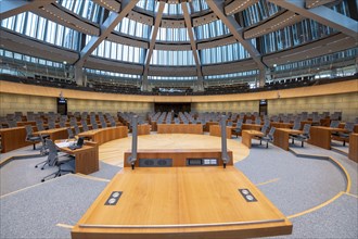 Lectern in the plenary chamber of the North Rhine-Westphalia state parliament in Düsseldorf, North