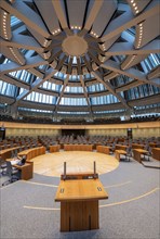 Lectern in the plenary chamber of the North Rhine-Westphalia state parliament in Düsseldorf, North