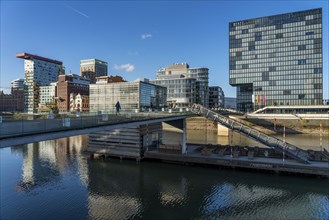 Media Harbour, Düsseldorf, old and modern architecture in the former harbour, a mixture of offices,