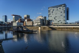 Media Harbour, Düsseldorf, old and modern architecture in the former harbour, a mixture of offices,