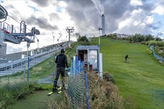 CopenHill, waste incineration plant and artificial ski slope, skiing with a view of the Oresund,