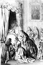 The dying King Frederick I gives his blessing to the one-year-old Prince Frederick, year of death