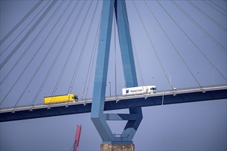 The Köhlbrand Bridge in the port of Hamburg, spans the 325 m wide Köhlbrand, an arm of the