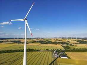 Wind farm near the East Westphalian town of Energiestadt Lichtenau, south of Paderborn, North